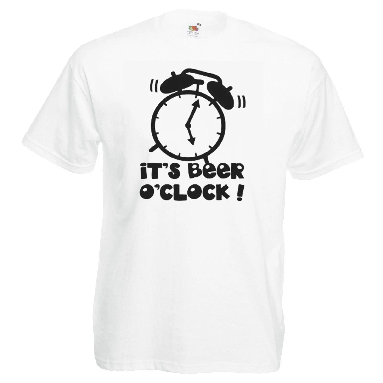 Adults It s Beer O clock Funny Parody Alcohol Boozer Unisex White 100% Cotton T-shirt Mens Tees Top M