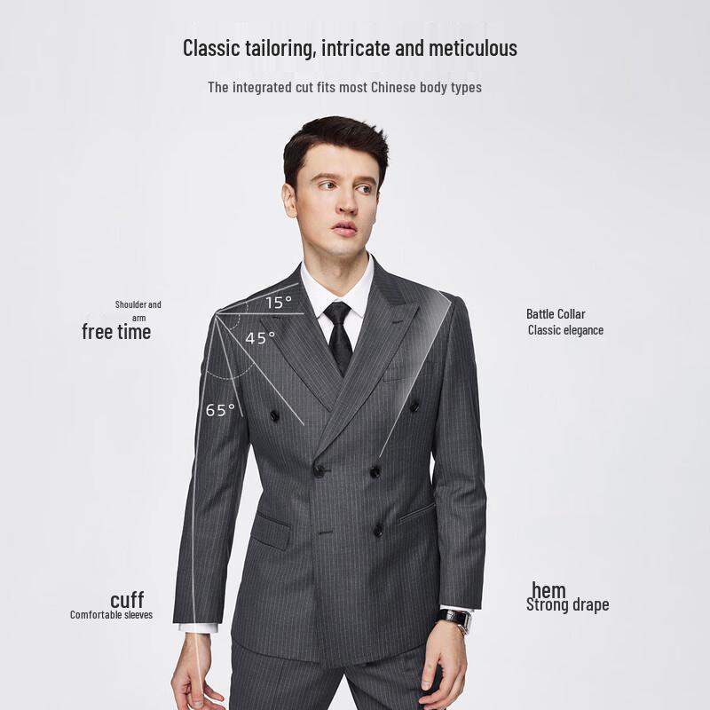 Shanshan Men's Wool Blend Striped Business Suit