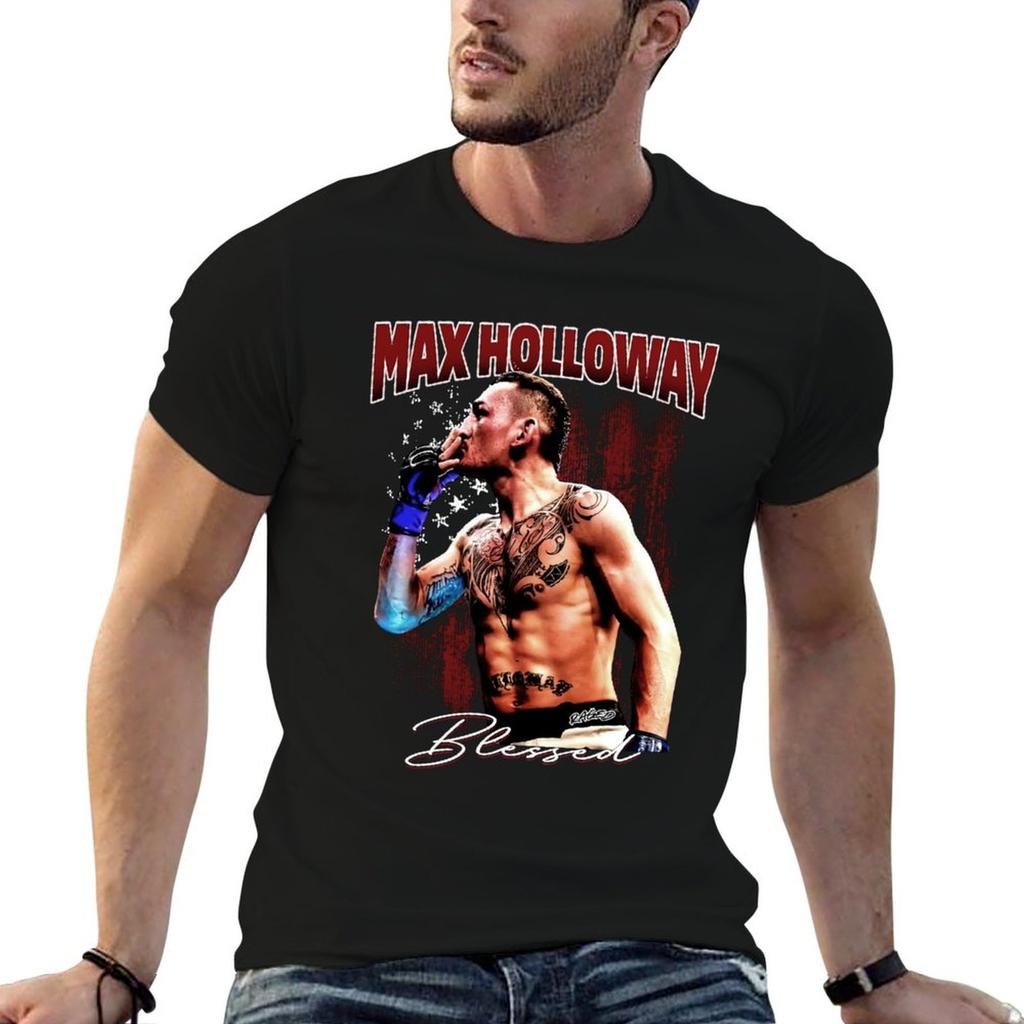 Raged Max Holloway T-Shirt t shirts for man graphic tees black cotton t-shirt plain for man pac