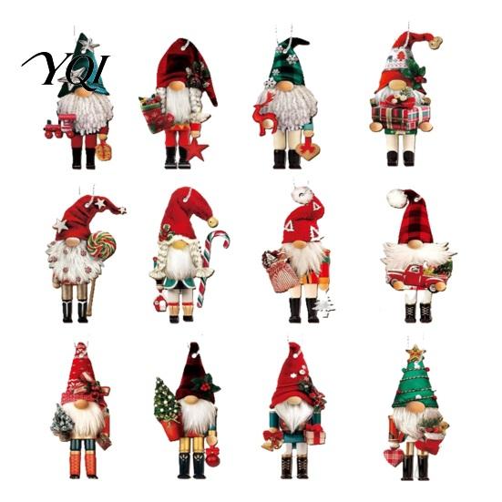 Christmas Dwarf Doll Ornaments 12/24/36Pcs Wooden Nutcracker Gnome Ornament Set for Tree, Retro Hanging Decorative Faceless Dolls Decorations