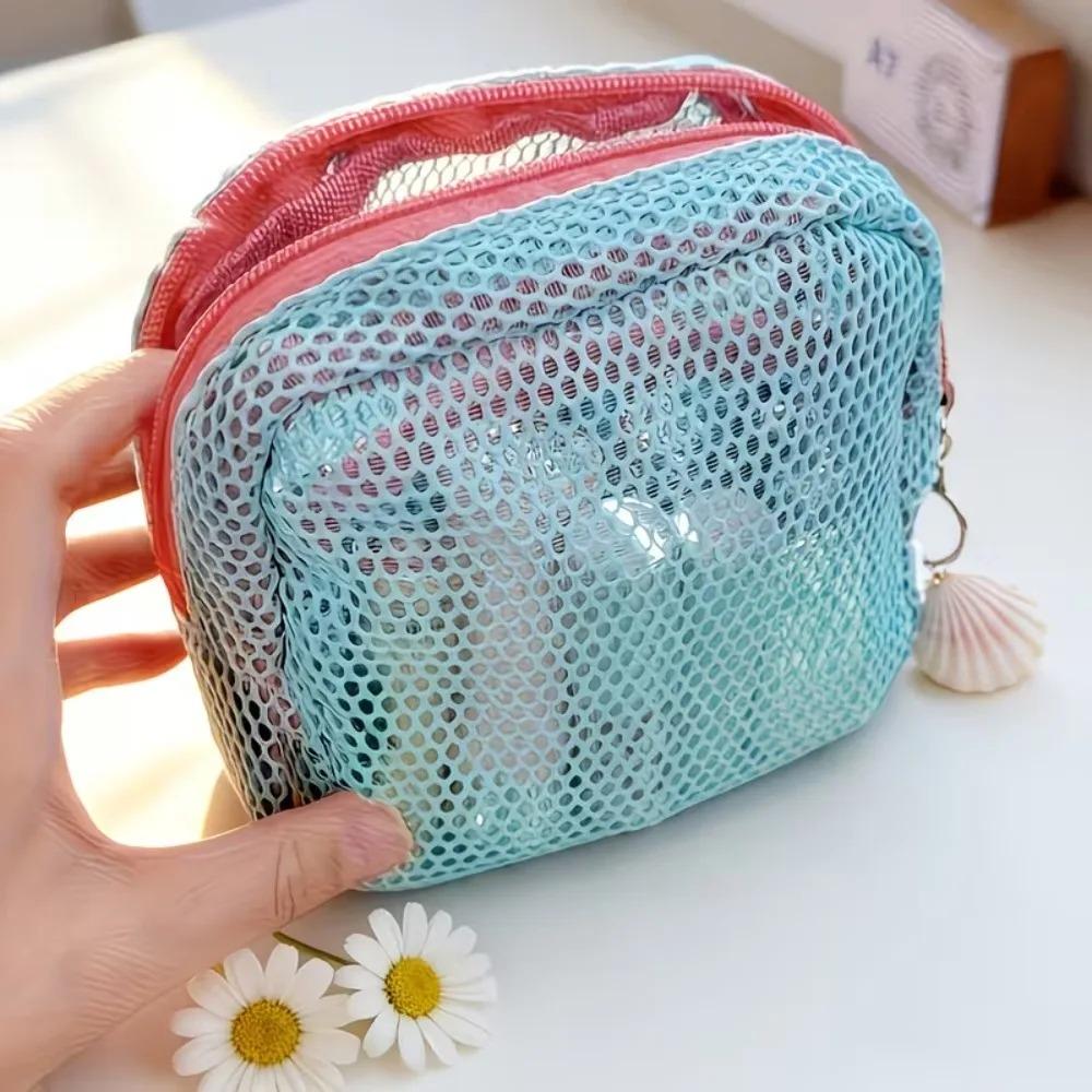 Mesh Makeup Bag Mesh Cosmetic Bags Beach Bag Travel Toiletry Pouch Mini Cute Makeup Cosmetic Travel Toiletry Purse Bag Traveling