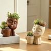 Creative Eyelash Doll Succulents Planter, Cute Sleeping Face Ceramic Pot with Double Holes, Kawaii Desktop Decor for Office Desk, Indoor Small Plant