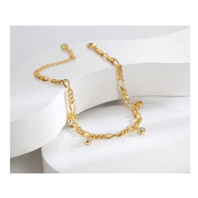French Personality Hip-hop Style Chain Inlaid Zirconia Anklet Female Fashion Retro Hundred Matching Footwear