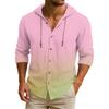 Men's Hooded T-shirt Gradient Color Cotton And Linen Men's Casual Long-sleeved Top