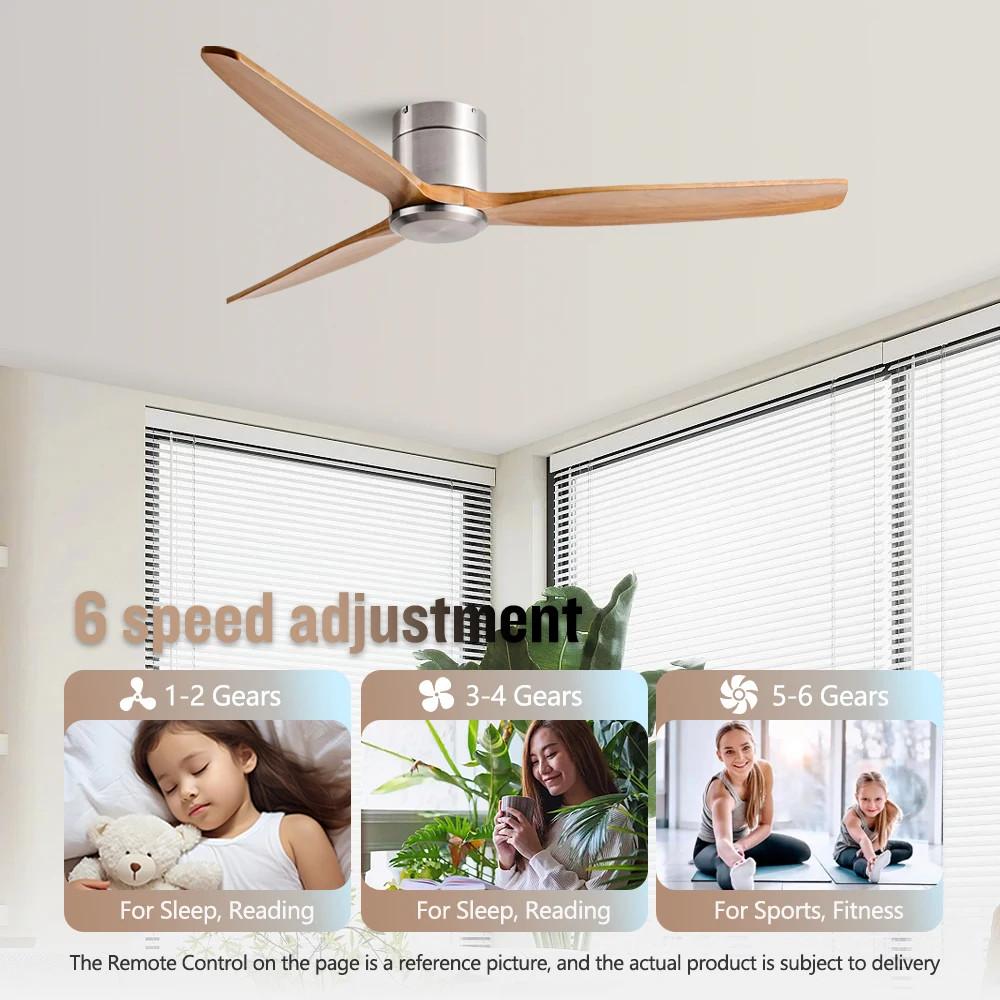 42-60" Modern Whisper-Quiet Villa Hotel Decoration Fan Commercial Ceiling Fan Style Solid Wood Blades Electric Fan