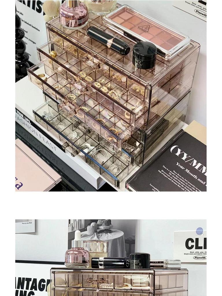 Clear Acrylic Multi-Layer Jewelry Organizer with Drawers for Rings, Earrings, and Necklaces