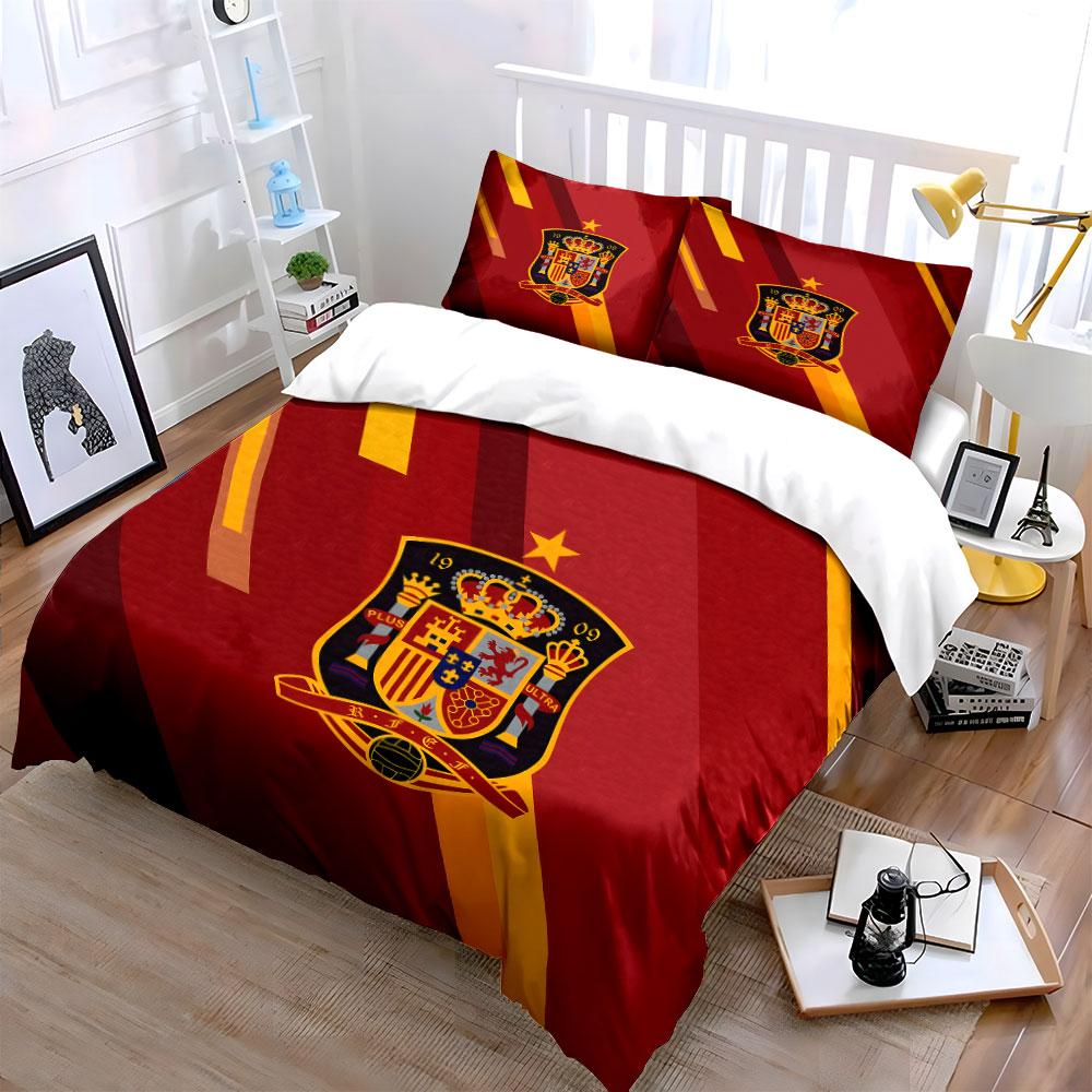 Spanish Football Crest Pattern. Bedding Sets Duvet Cover Sets Duvet Covers Pillowcases(1 * Duvet Cover 2 * Pillowcases Without Duvet Insert)