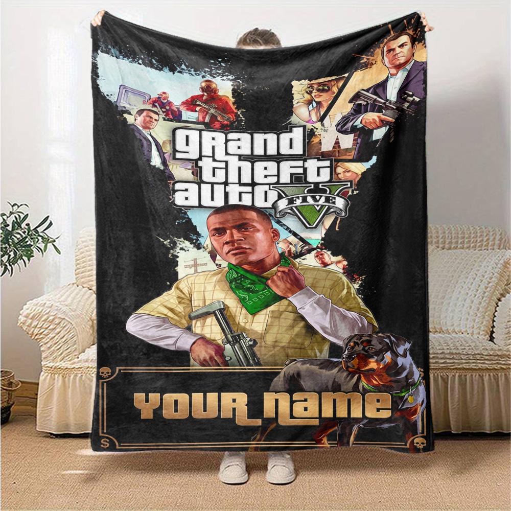 Gta Customize Your Name Blanket Cozy Customizable Blanket Comfortable Suitable for Chair Office Seaside Bed Ideal for All Seasons