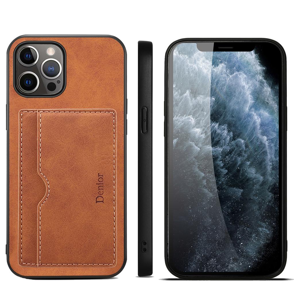 Denior Applicable iPhone15ProMax Mobile Phone Case Apple 14Pro Bracket Card 13 Anti-drop Leather Case 12