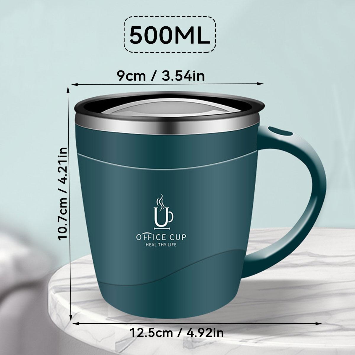 

500ML Double-layer Thermos Mug 304 Stainless Steel Milk Coffee Cup Portable Sealed Cold And Hot Water Drinking Cup With Handle 500ml зелёный