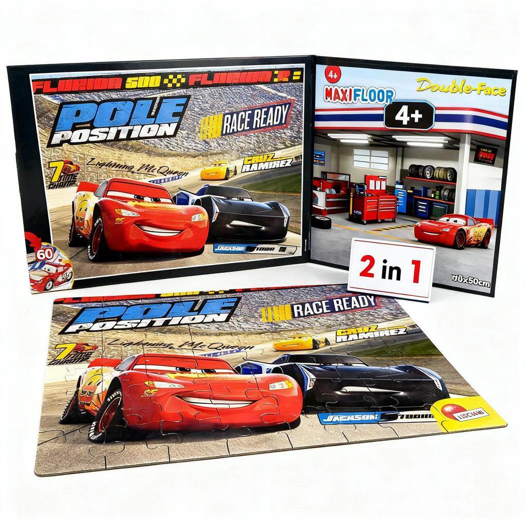 Worldwide Racing Fun - 60 Piece Jigsaw Puzzle - Lightning McQueen and More - Premium Quality - Ideal Gift - Screen-Free Fun - Children Age 4+