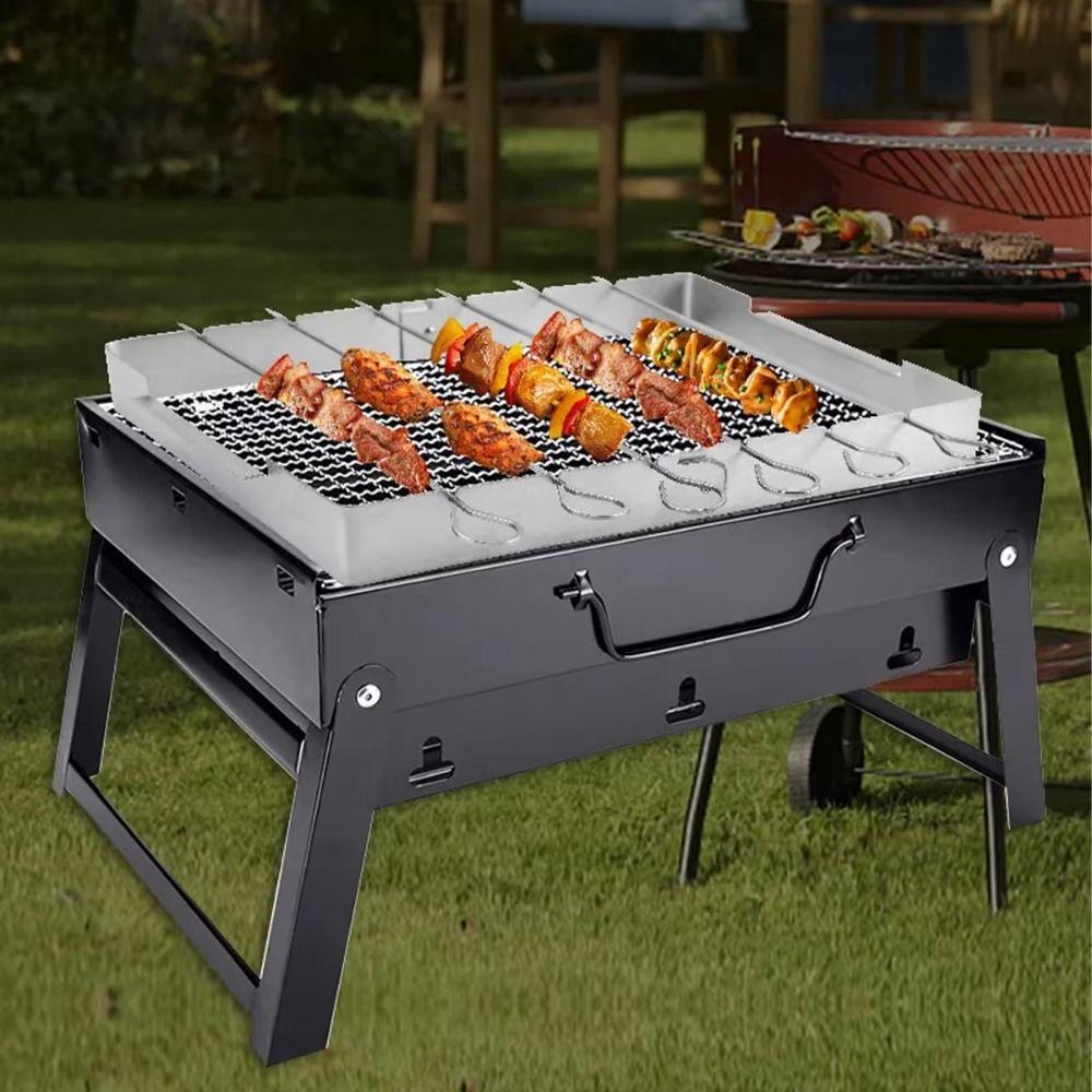Foldable BBQ Skewer Rack Set Stainless Steel Outdoor Grill Tools BBQ Grill Rack  Picnic