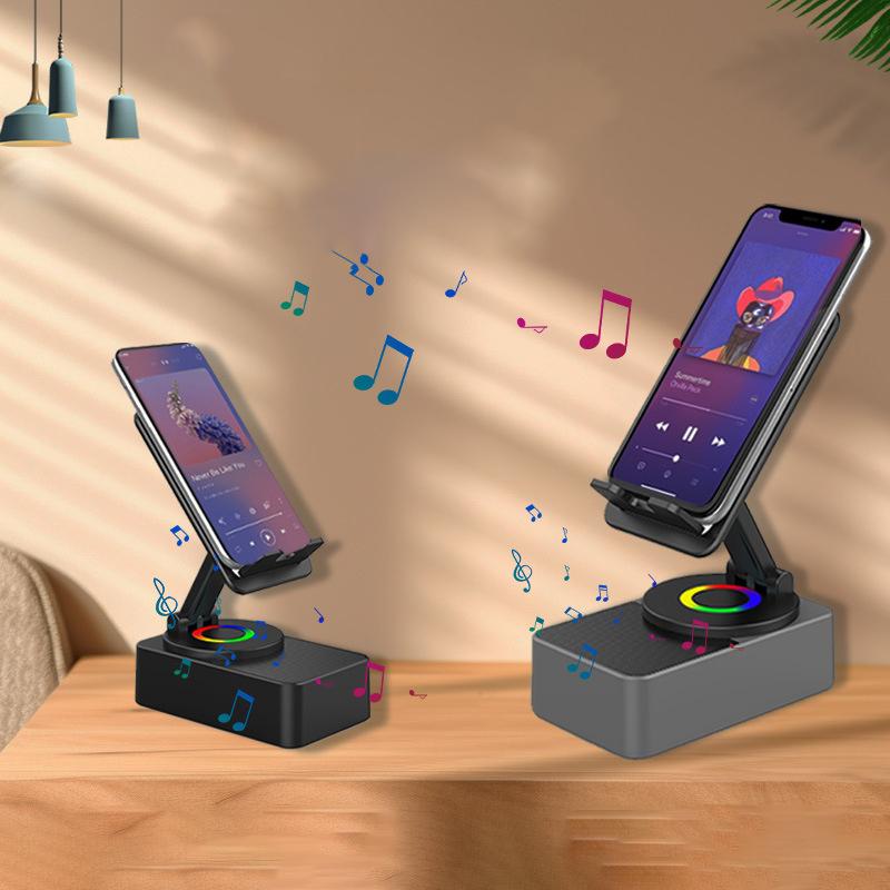 Universal Wireless Speaker Phone Holder For Iphone For Samsung Huawei Xiaomi Foldable Tablet Stand Bracket For Video Tv Movie
