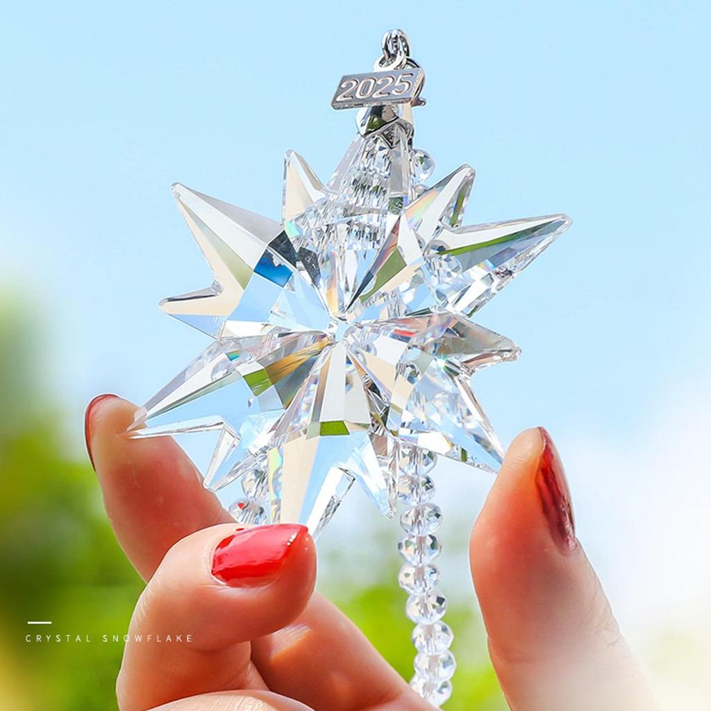 Crystal Snowflake Suncatcher Decorative Crystal Snowflake Star Pendant Suncatcher