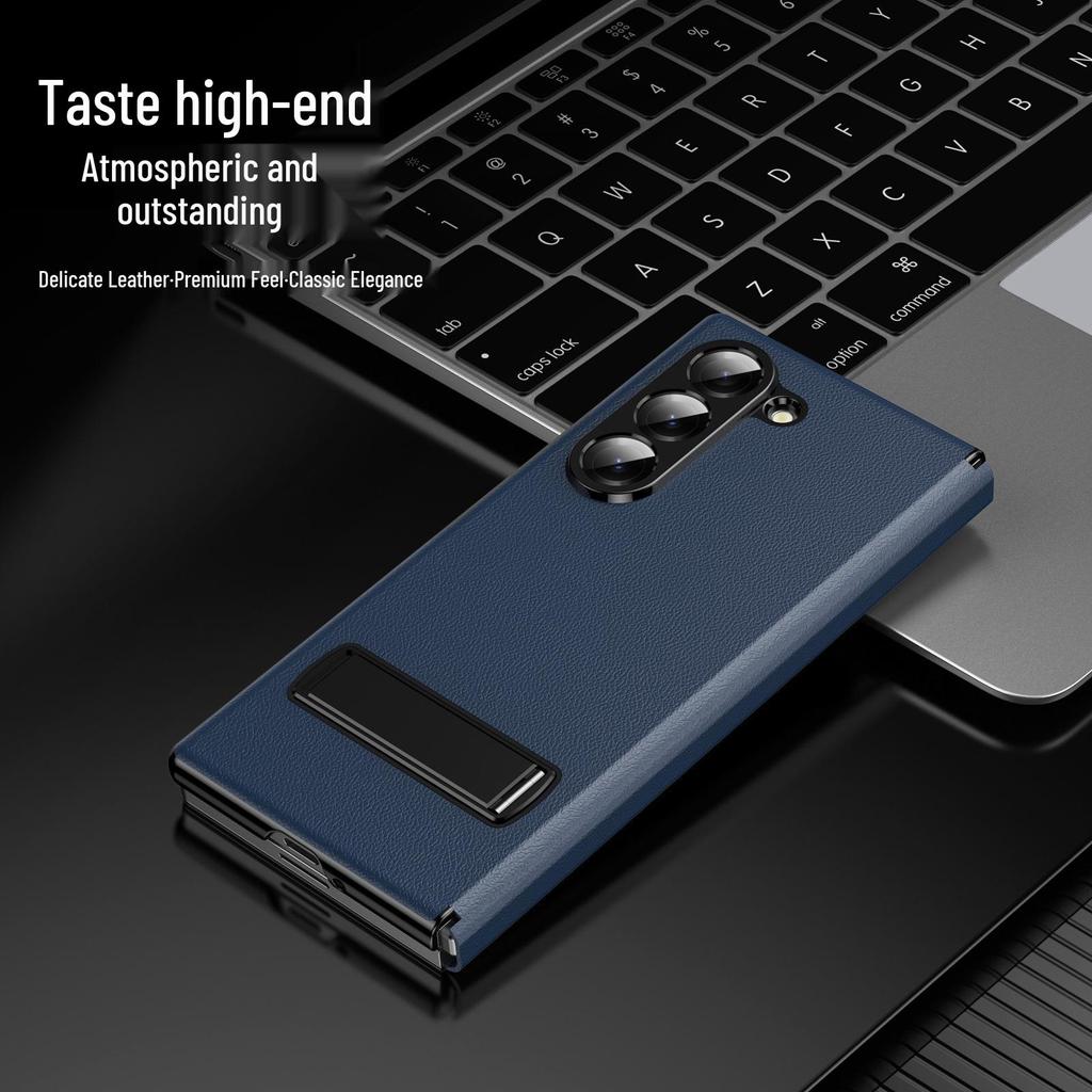 Capa Samsung Z Fold7 de Couro com Suporte Flip para Fold6/5/4/3 - À Prova de Queda, Protetora, Compatível com Comércio Eletrônico Transfronteiriço