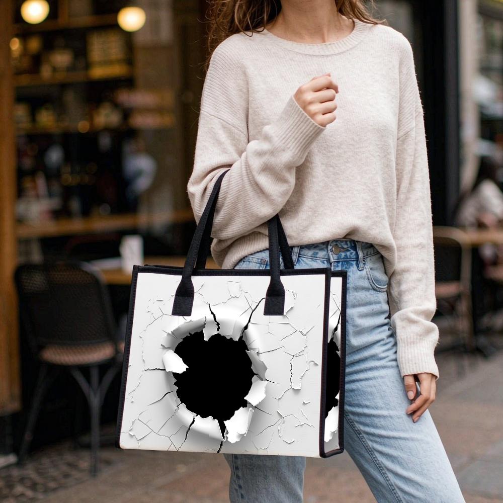 Creative Crack Print Tote Bag Casual Large Capacity Shopping Handbag