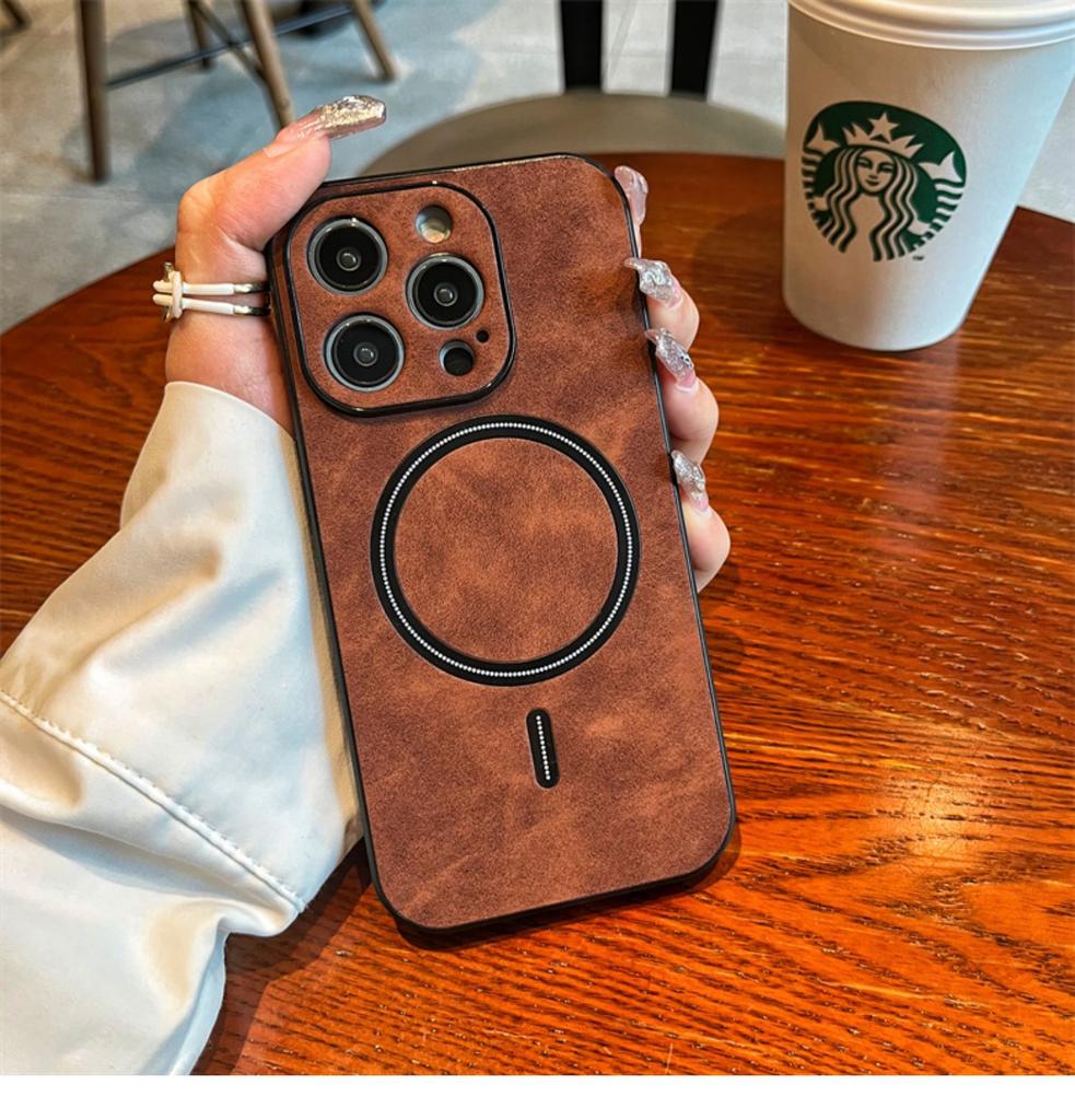 Applicable To Apple 17promax Mobile Phone Case 16 Magnetic Sheepskin Pattern Iphone15/14/11 Business 12 Anti-drop
