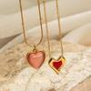 European & Korean Style Heart Clavicle Chain - Stainless Steel Peach Heart Pendant Necklace
