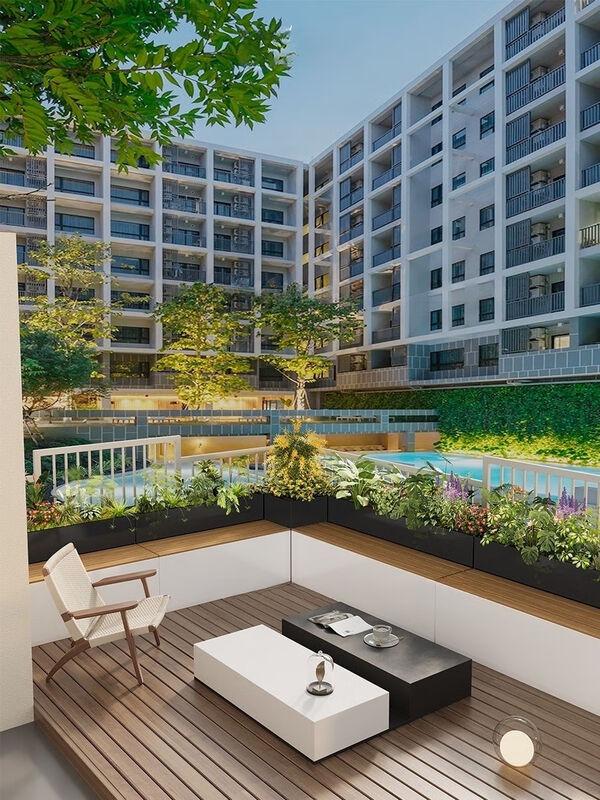 Outdoor Terrace Seating Planter Combination