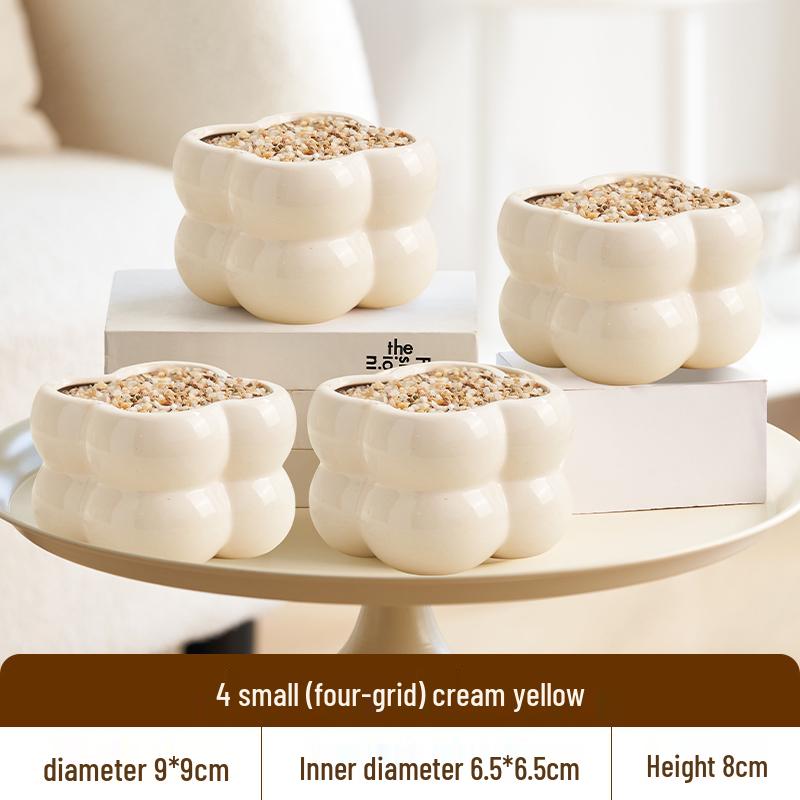 Nordic Style Cream Ceramic Succulent Pot for Phalaenopsis and Green Plants