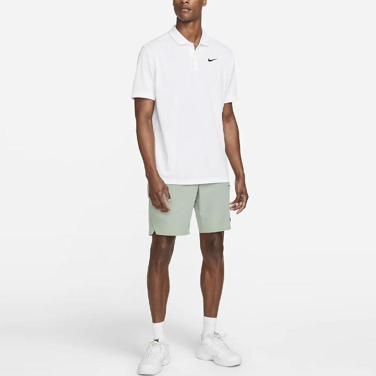 Nike Solid Color Logo Polo With Button-Up Short Sleeves Men Tops White DH0857-100