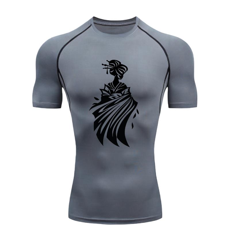 Blue Fox Pattern  Men's Sports T-shirt Training Fitness Compression Workout T-Shirt Rashgard Tops T-Shirt for Men