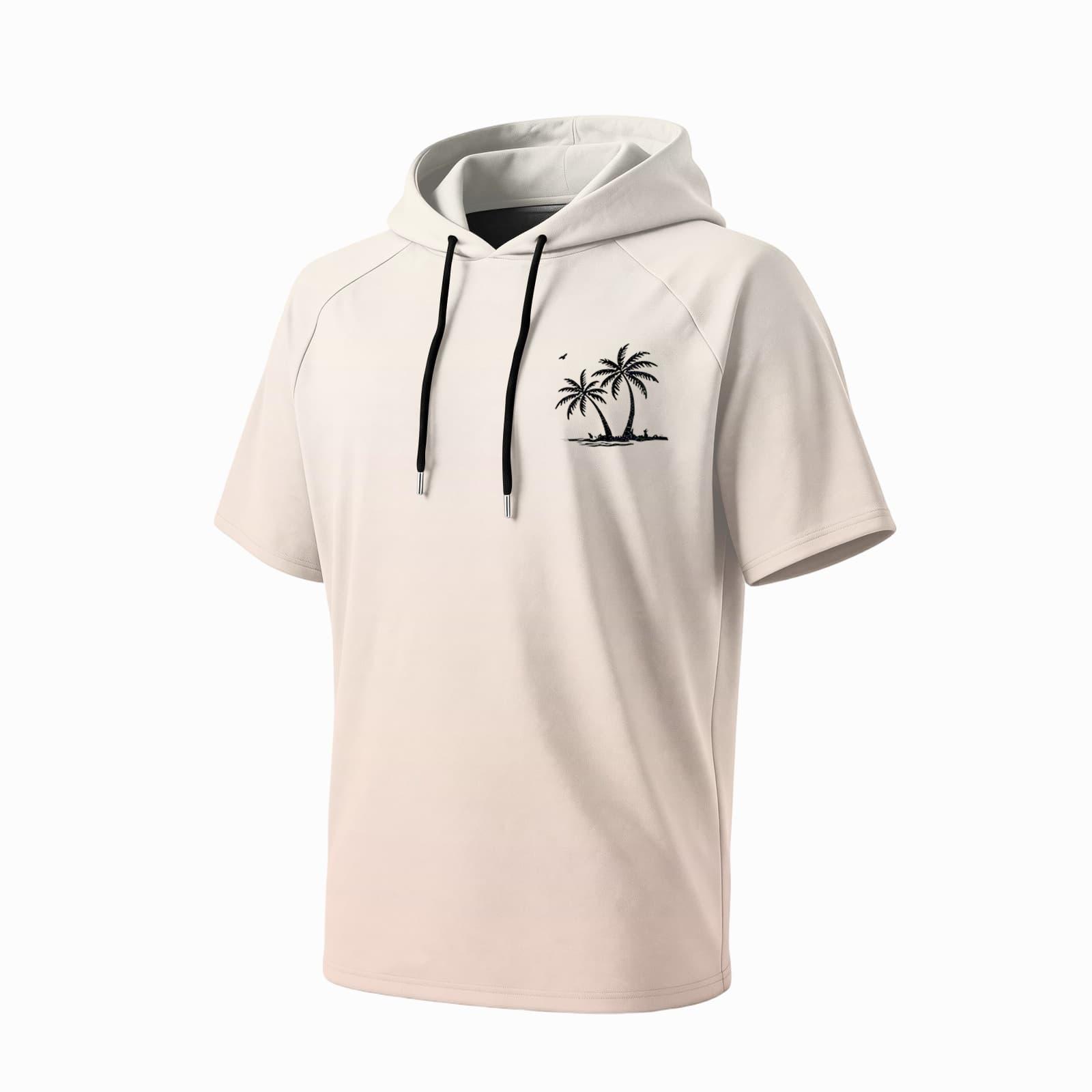 Men s Summer Quick Dry Short Sleeve Hoodie UPF 50 Plus Sun Protection Lightweight Fishing Sports Hooded Shirt L бежевый