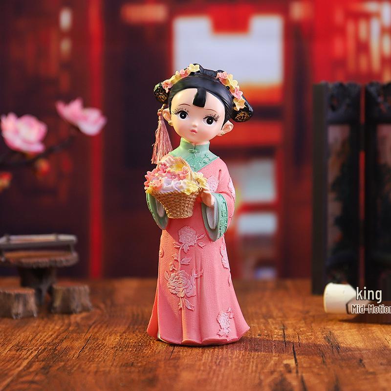 Hand-Painted Chinese Style Flower Princess Figurine - Classical Cultural Creative Gift