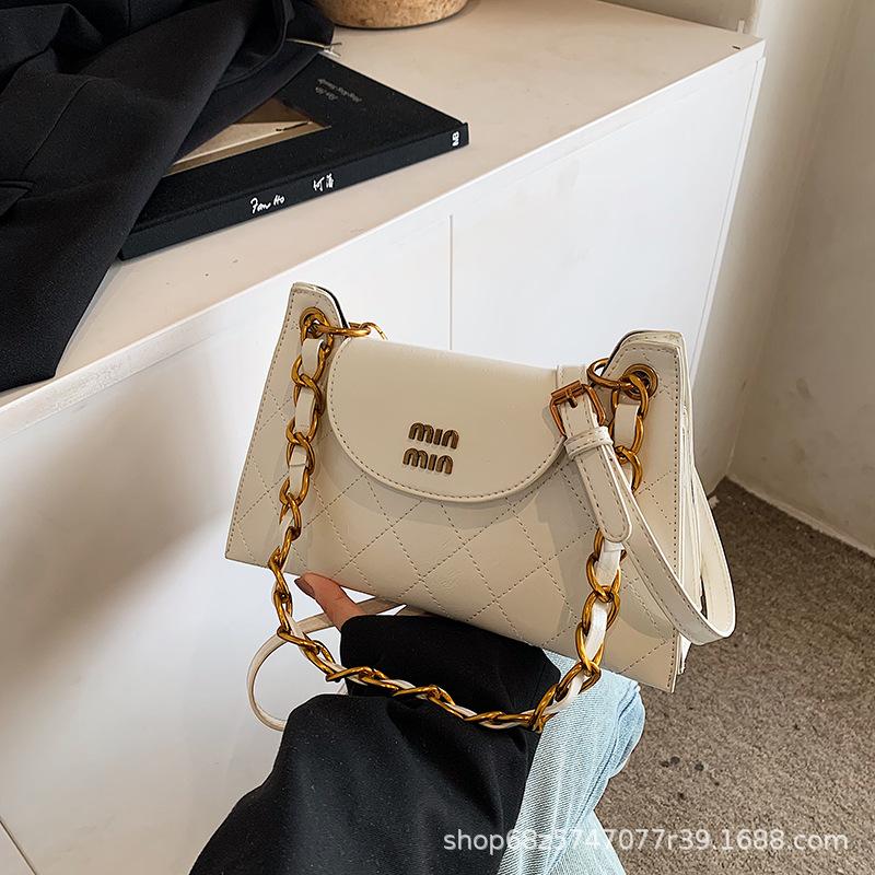 

Rhombus chain bag women s autumn and winter 2025 new niche design shoulder messenger bag high-end women s small square bag белый