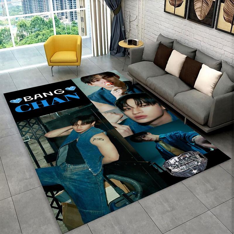 Tappeto Musicale Kpop Bang Chan Stray Kids per Sala Giochi Camera da Letto Soggiorno Divano Arredamento Casa, Tappeto per Area Bambini Tappetino Antiscivolo