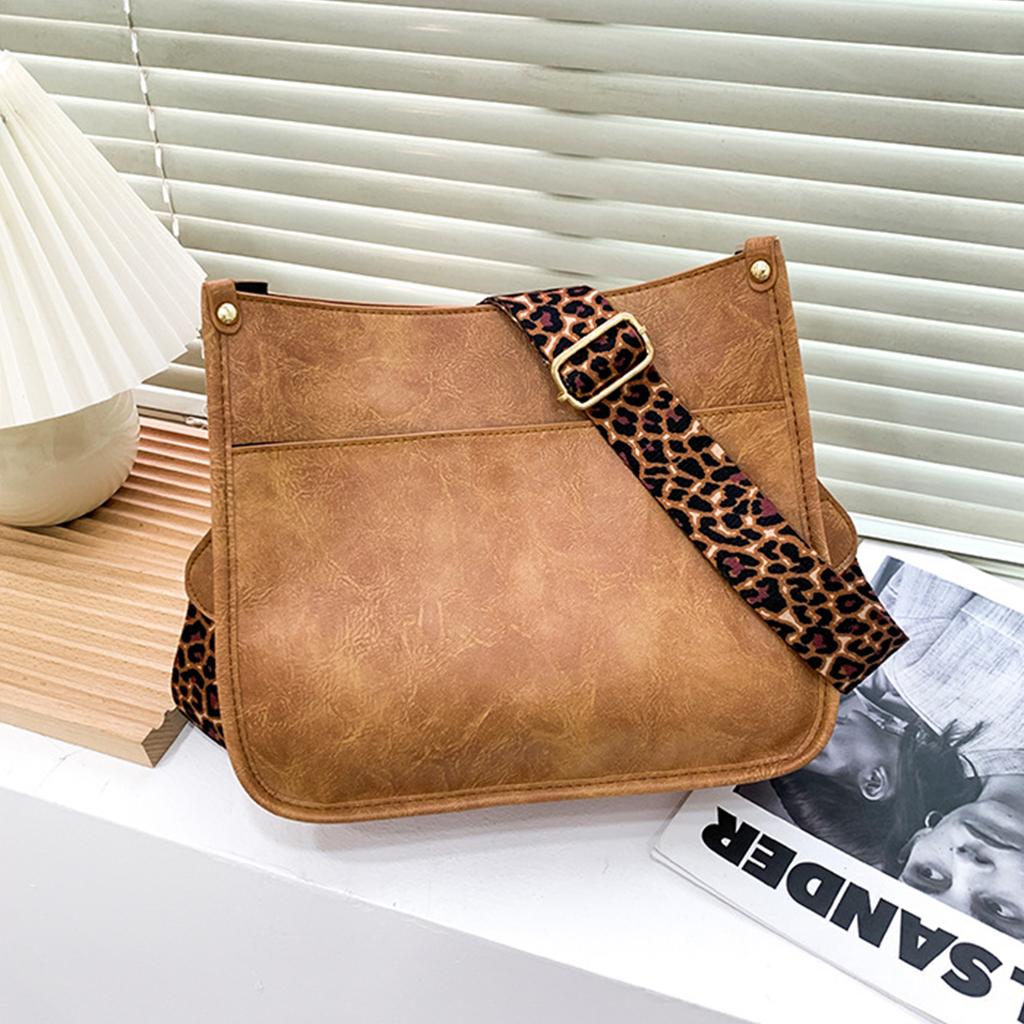 Vintage Marble Print Crossbody Bag for Women Lightweight Large Capacity PU shoulder bag with Leopard Strap for Daily Use