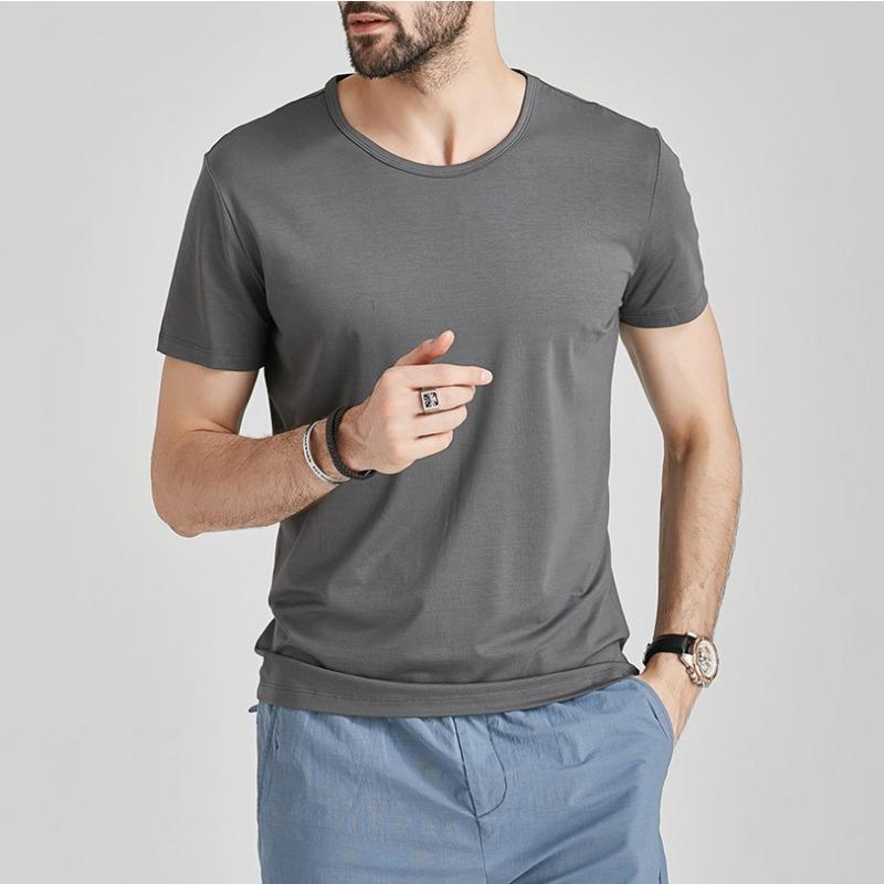 Solid Color Short Sleeved T-shirt Men Slim Slimming Classic Versatile Both Men Interior T-shirt with Base Top