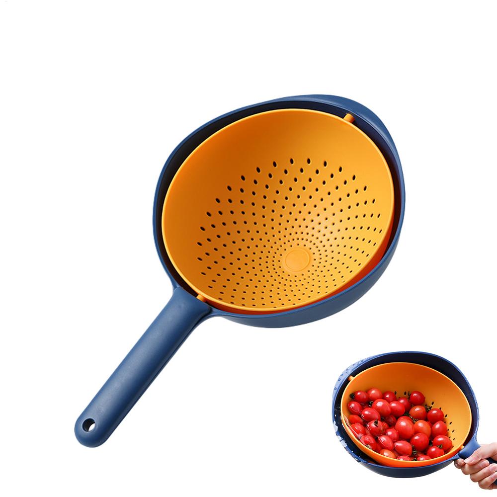 Rice Colander Strainer Large Capacity Strainer Bowl With Double Layer Space-Saving Sink Colander Portable Strainer Basket Food