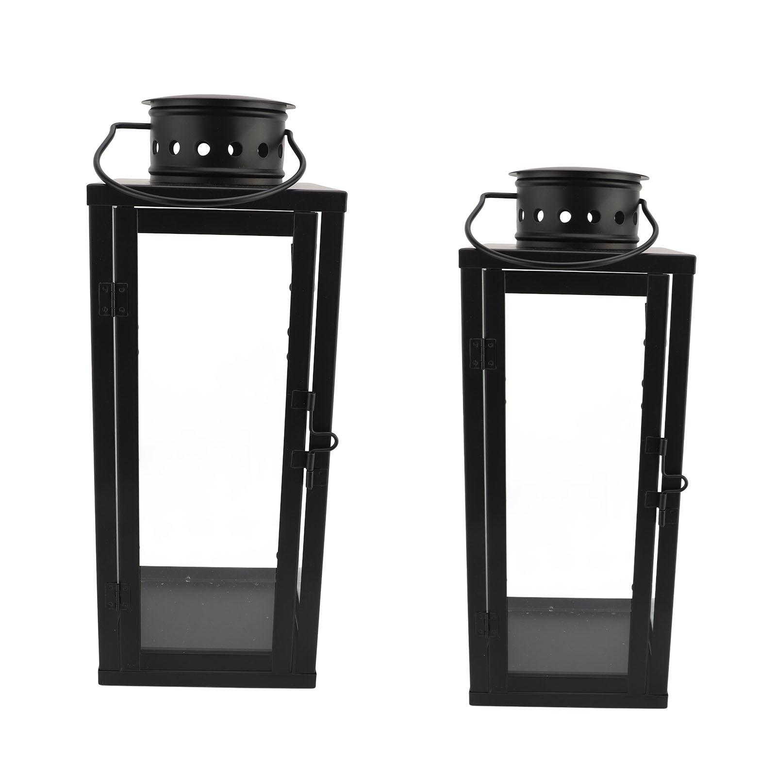 

Железный фонарь для свечи Винтажный декоративный металлический подвесной подсвечник для гостиной, двора 13,5x13,5x35см+10x10x24см