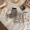 Autumn And Winter New Sweet Floral Wool Medium Tube Socks Thickened Warm Mori Retro Relief Lace Stacked Calf Socks
