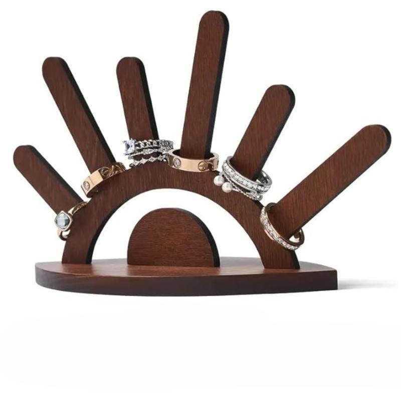 

Дерев яна підставка для демонстрації кілець Креативна підставка для демонстрації ювелірних кілець для жінок, Подарунок на Хелловін Різдво День народження коричневий