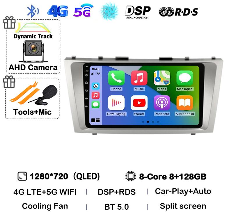 Android 14 Carplay Wifi+4G Car Radio For Toyota Camry 7 XV 40 50 2006-2011 4G Multimedia Player Navigation GPS Stereo 360 Camera