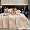 Ultra Soft Faux Rabbit Fur Throw Blanket Warm Plush Striped Blankets Conditioning Quilt Fluffy Throws For Couch Chair Sofa