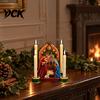 Resin Holy Family Ornaments Christmas Nativity Scene Candle Holder, Manger Figurine with 4 Seasonal Atmosphere Accessories Slots, Vintage Candlestick