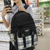 IELGY japanese plaid backpack female class simple casual girl large-capacity high-quality zipper schoolbag
