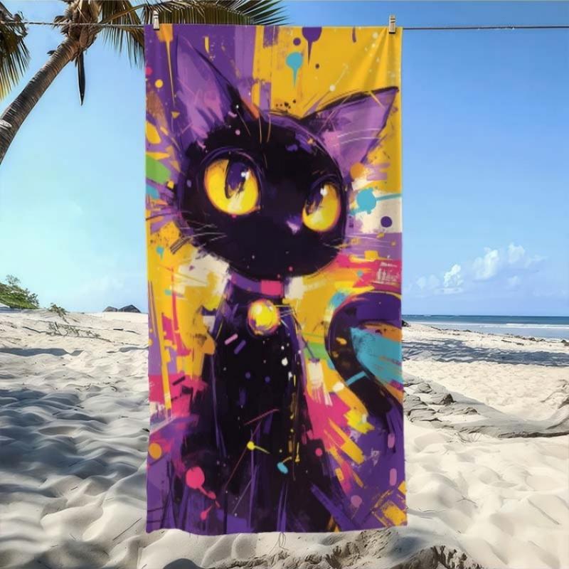 

Black Cat Yellow Eyes Beach Towel Ultra-Absorbent, Quick-Dry, Comfortable & Practical, Ideal for Beach, Pool, Bathroom Additions W30*H60(CM)