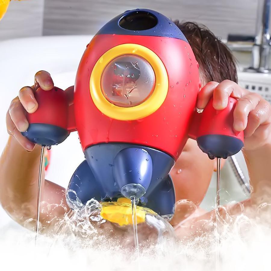 Q Version Shower Rotating Spray Rocket Water Splashing Handheld Showerhead Baby Shower Soothing Toy
