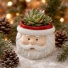Christmas Santa Claus Face Mini Resin Planter Festive Holiday Succulent Pot Desktop Decor Gift
