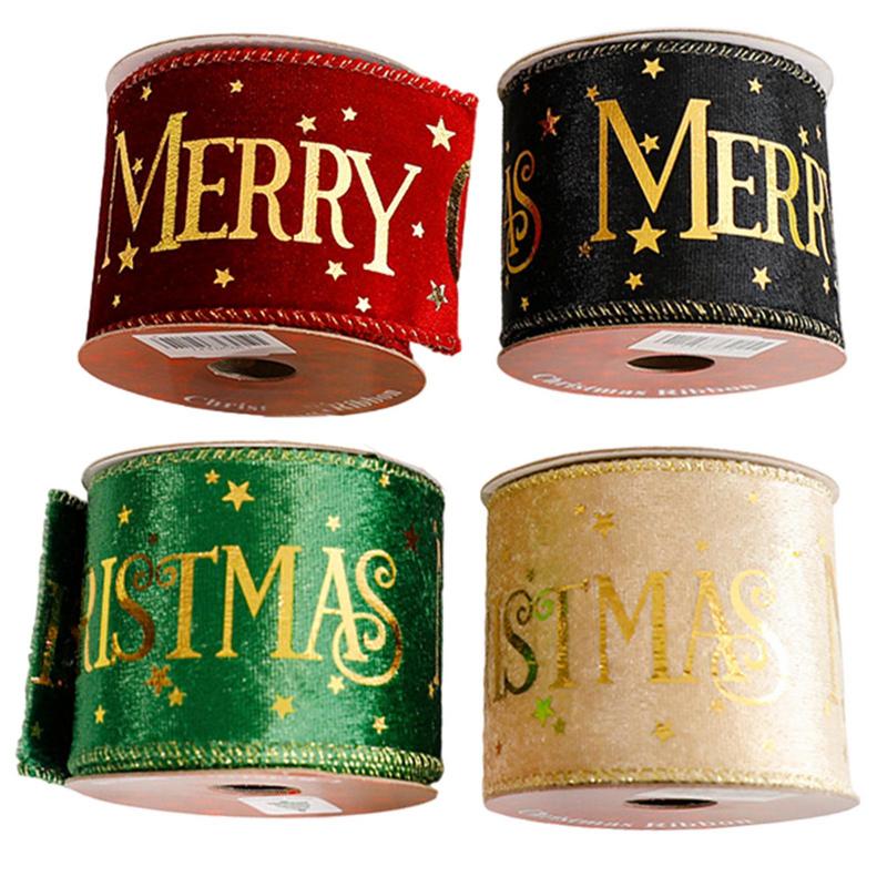Christmas Theme Ribbon Set Of 4 Velvet Christmas Fabric Ribbons Decorative Holiday Decor Ribbons Printed Crafts Making Wrap