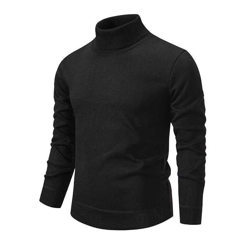 Autumn And Winter Men'S Turtleneck Sweater Men'S Fleece Knitted Sweater Men'S Pullover Long-Sleeved Bottoming Shirt