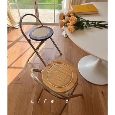 Kleiner Rattan-Klappstuhl Wohnung Mittel Leicht Luxuriös Einfach Tragbar Außen Balkon Garten Terrasse Möbel Stuhl