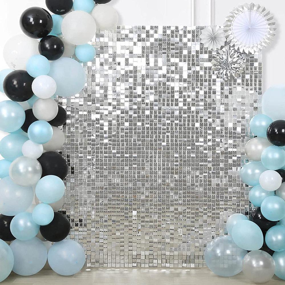 2 Stück 1X2M Vorhang Schimmer Pailletten Glitzer für Fotozone Hintergrund Hochzeit Geburtstagsfeier Babyparty Fotozone Deko