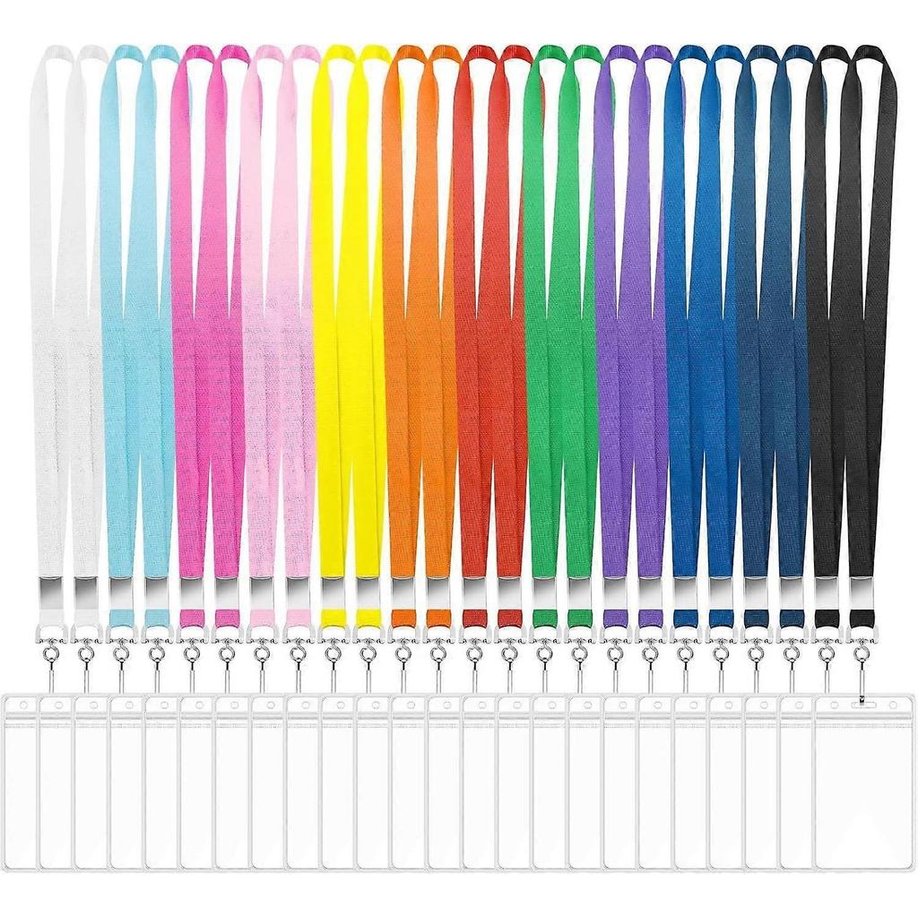 24 Pack Lanyards for ID Badges Cruise Lanyard for Ship Cards with Waterproof ID
