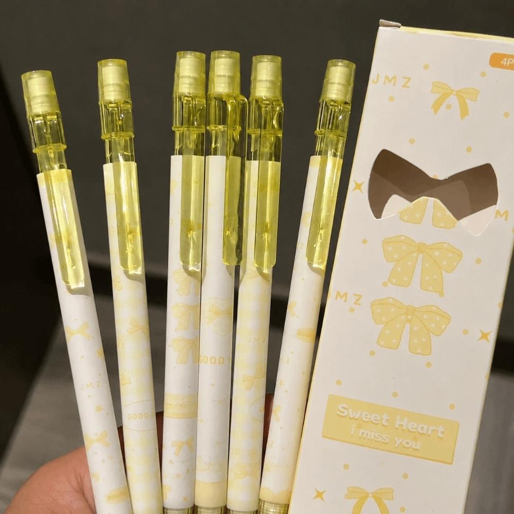 4PCS/Set Bow Series 2B Pencils with Eraser Top Writing Pencils Kawaii Automatic Pencils Gift