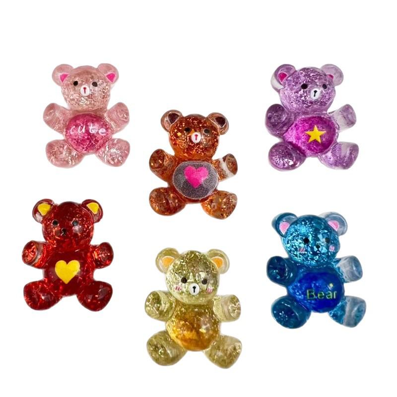 Cartoon Bear Resin Accessories: Handmade DIY Hair Pieces, Shoe Buckles, Hats, Keychains, Phone Cases, Ornaments